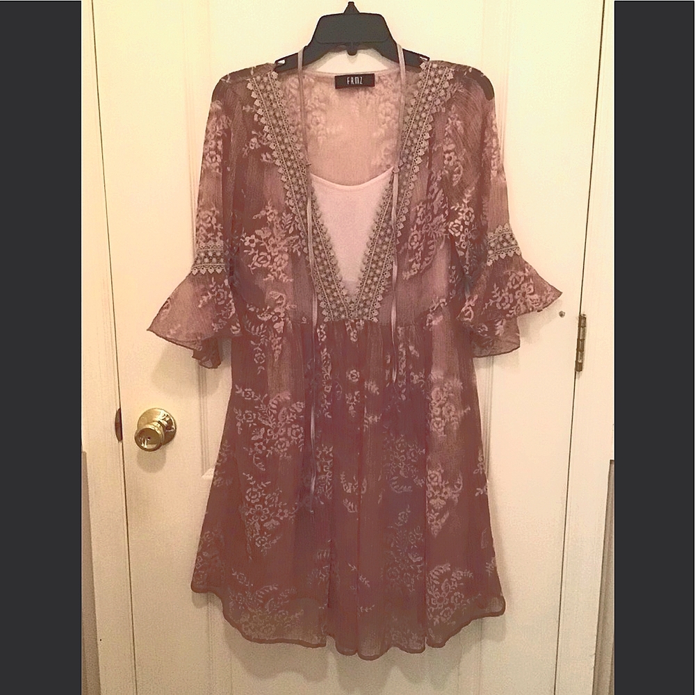 Boho sheer Dress with liner